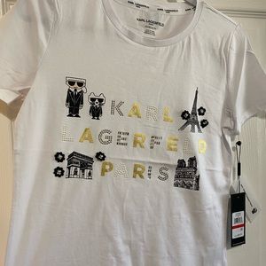 Karl Lagerfeld Embellished Paris T-shirt Size XS